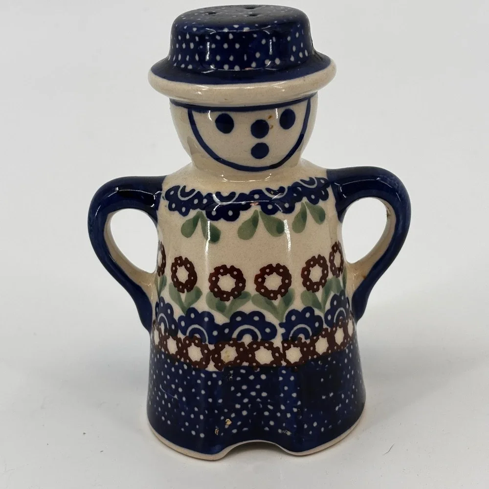 Manufaktura Polish Pottery Figural Salt Shaker Stoneware Boleslawiec Poland #112